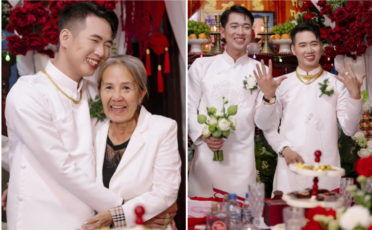 Hai chàng trai làm đám cưới, gia đình nấu 100 mâm cỗ, tặng vàng, sổ đỏ Hai chàng trai làm đám cưới, gia đình nấu 100 mâm cỗ, tặng vàng, sổ đỏ